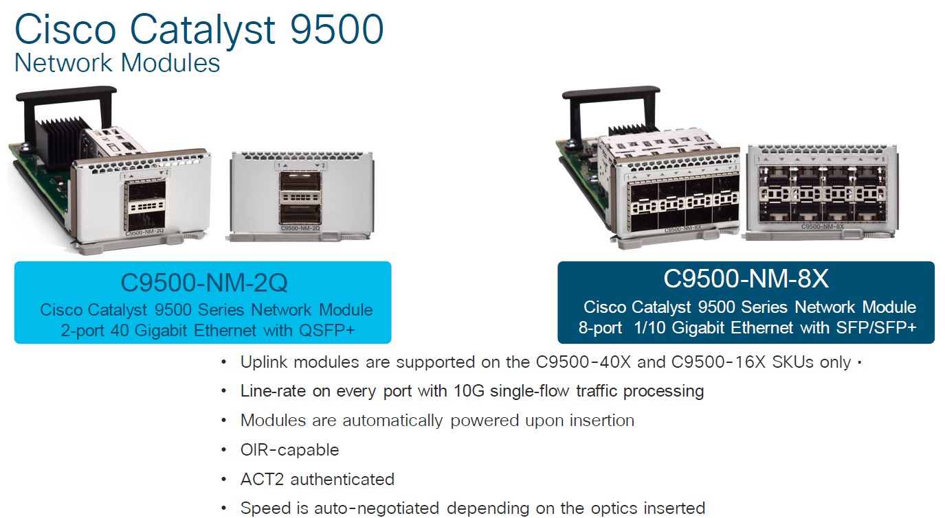   ماژول های آپلینک پشتیبانی شده بر روی مدل های C9500-40X و C9500-16X
